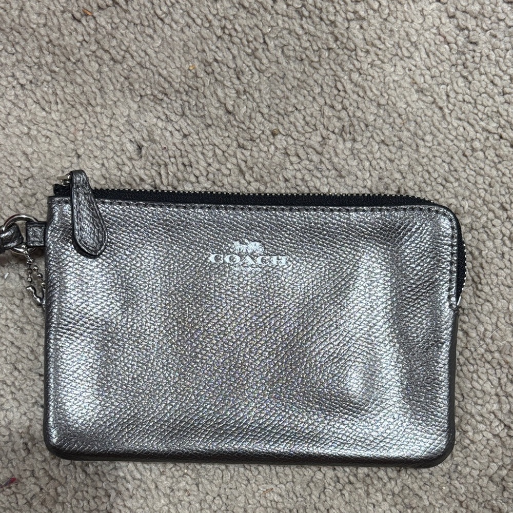 Coach Shimmering Silver Wristlet